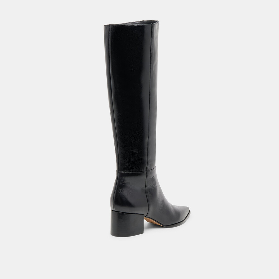 kirson stiefel mit weitem schaft schwarzes leder