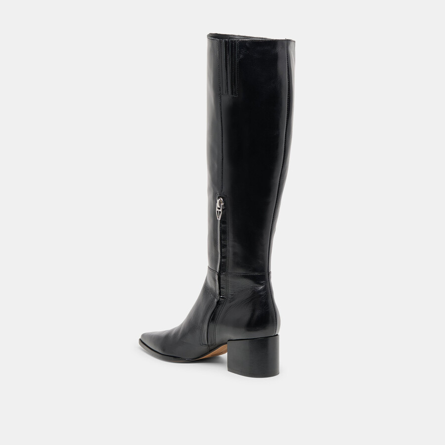 kirson stiefel mit weitem schaft schwarzes leder
