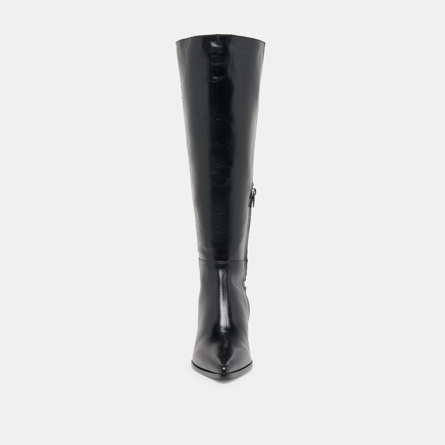 kirson stiefel mit weitem schaft schwarzes leder