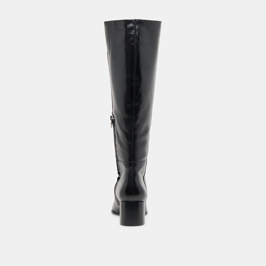 kirson stiefel mit weitem schaft schwarzes leder