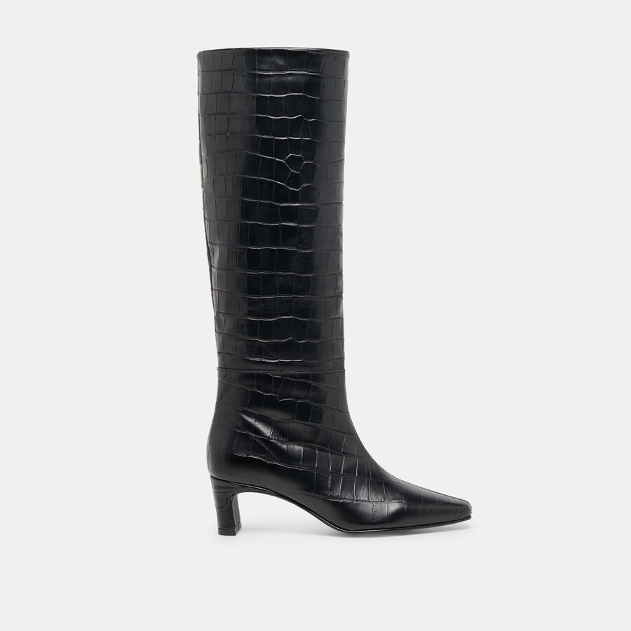 trixi boots noir croco-geprägtes leder