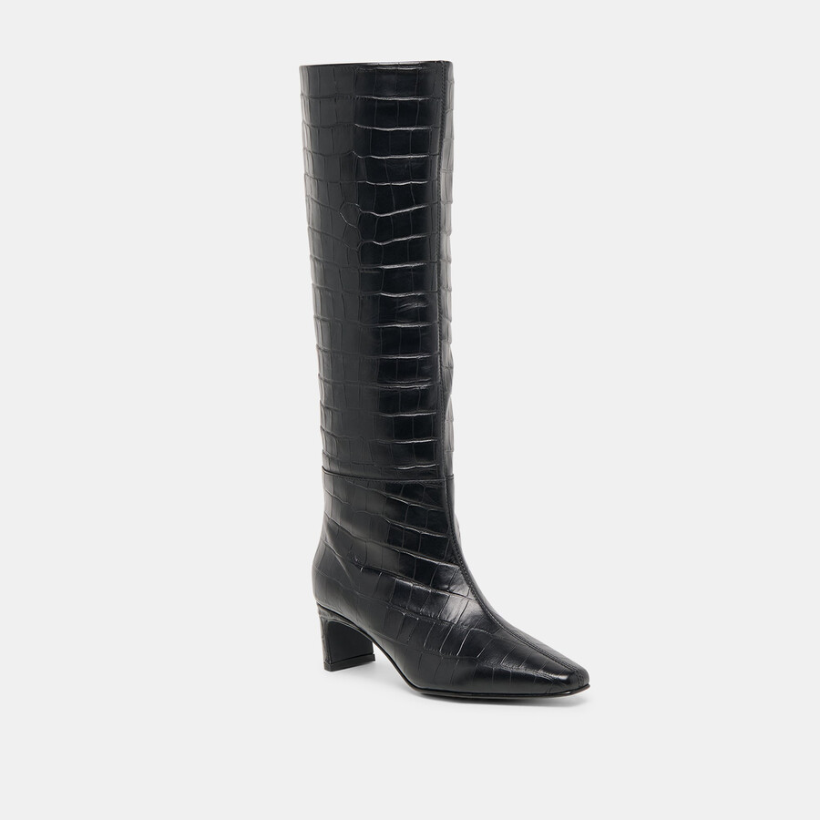 trixi boots noir croco-geprägtes leder