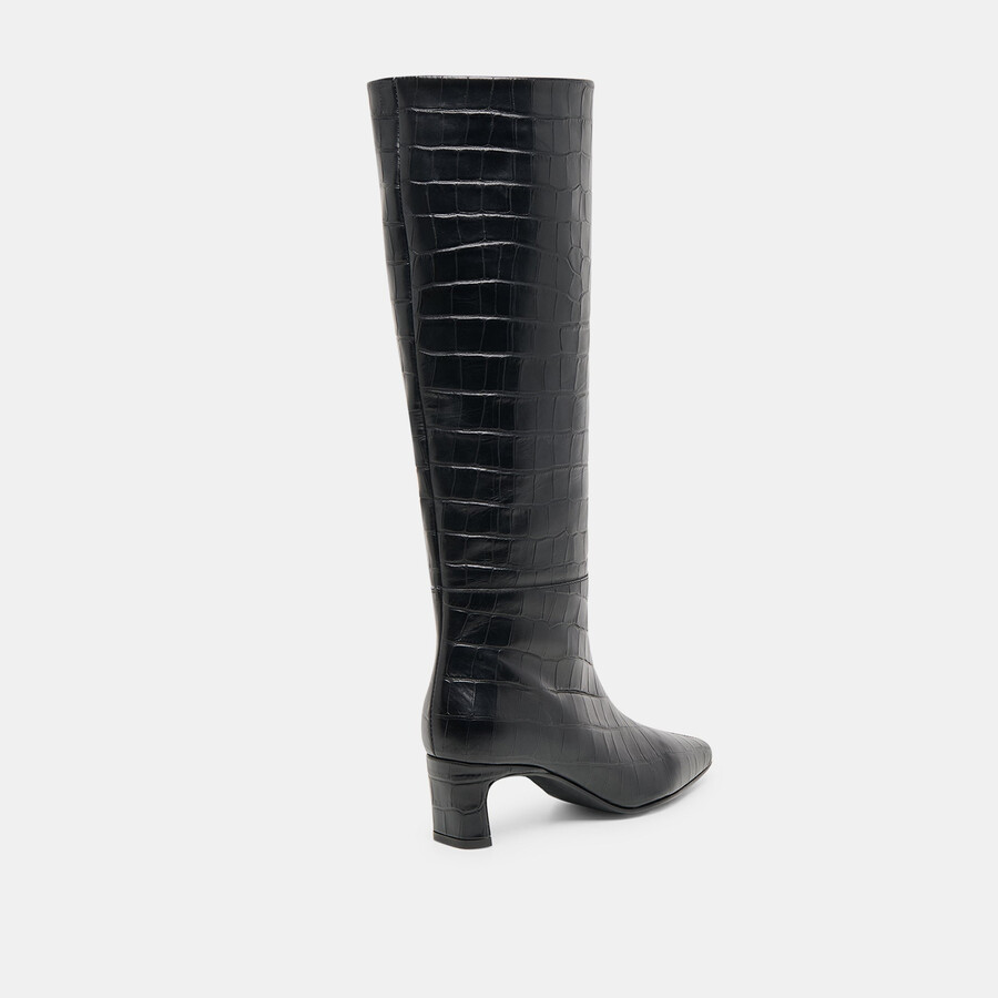 trixi boots noir croco-geprägtes leder