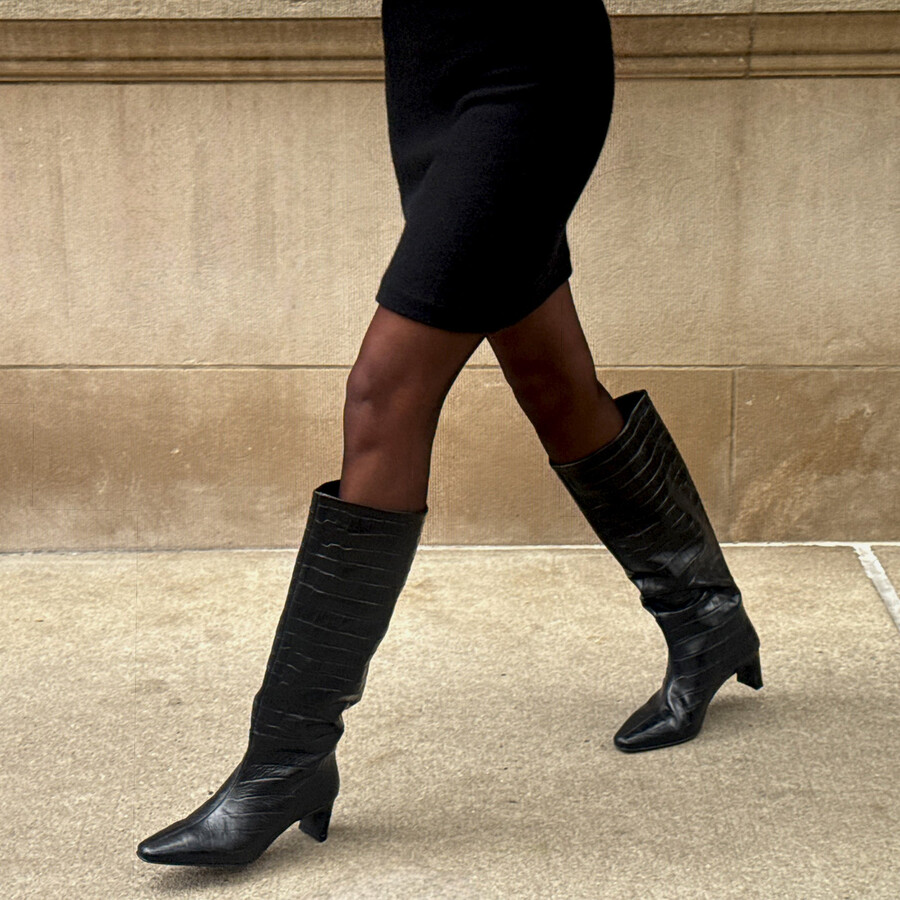 trixi boots noir croco-geprägtes leder