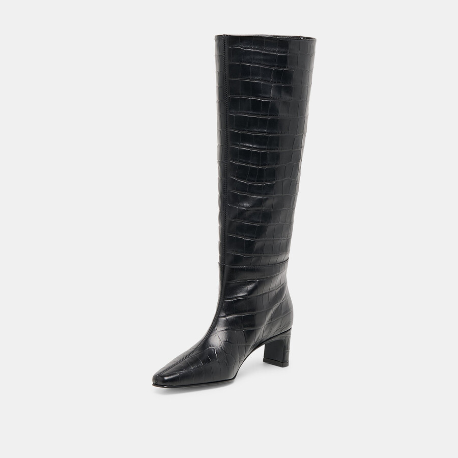 trixi boots noir croco-geprägtes leder