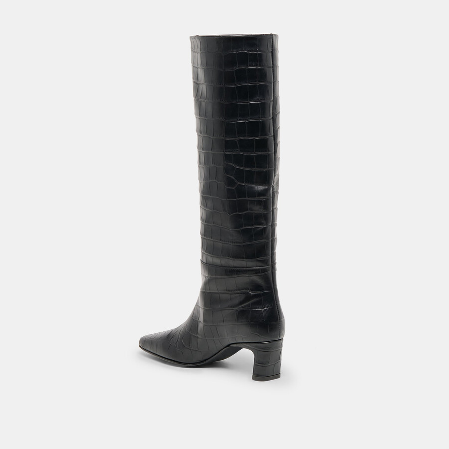 trixi boots noir croco-geprägtes leder