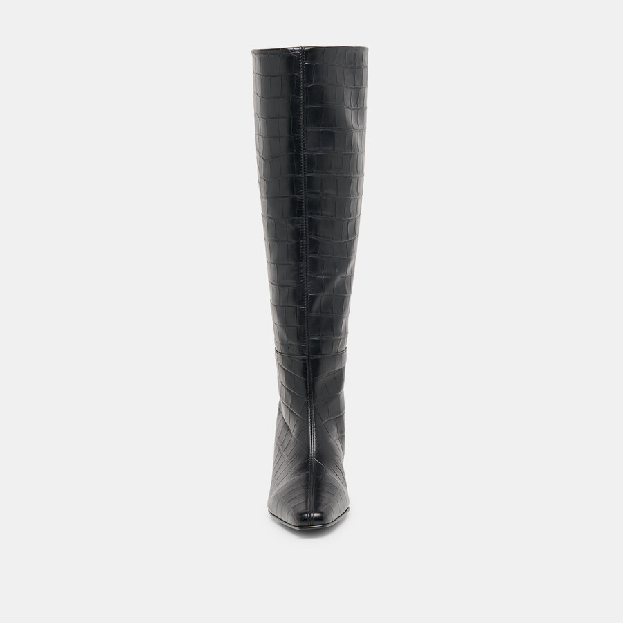 trixi boots noir croco-geprägtes leder