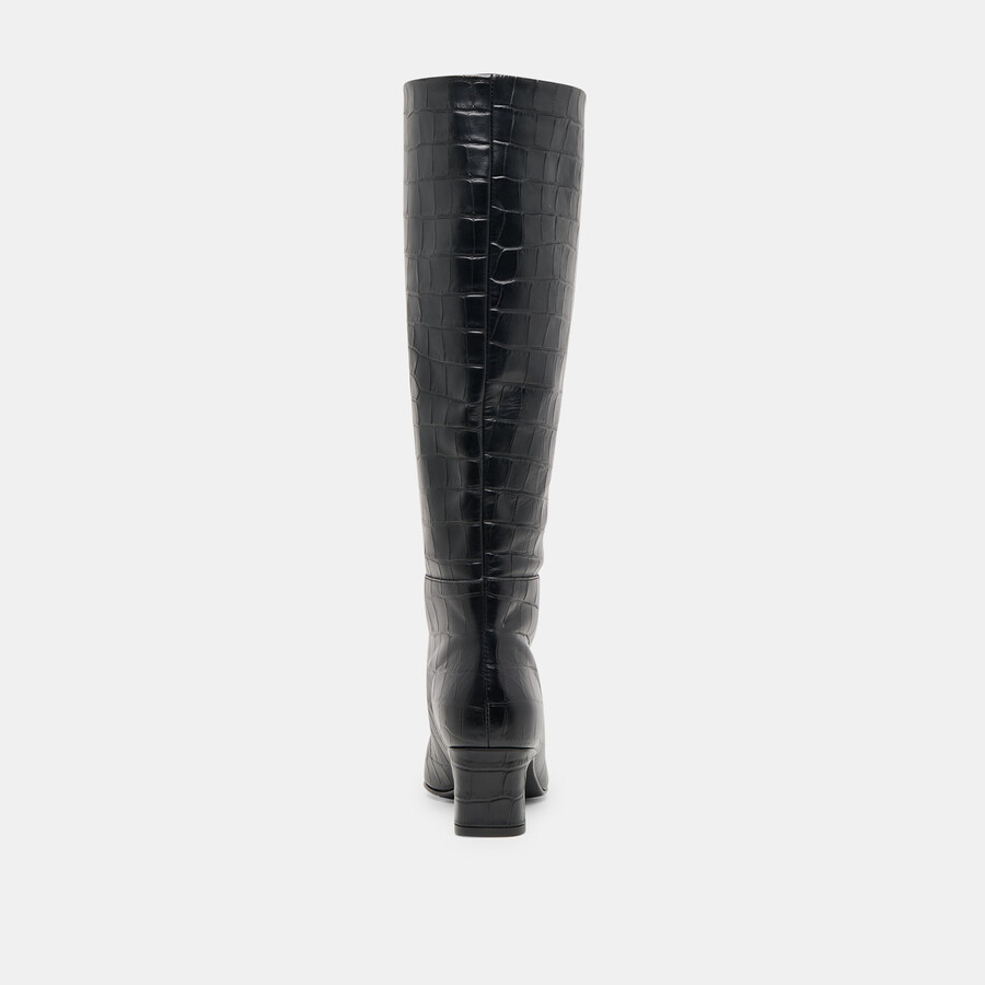 trixi boots noir croco-geprägtes leder