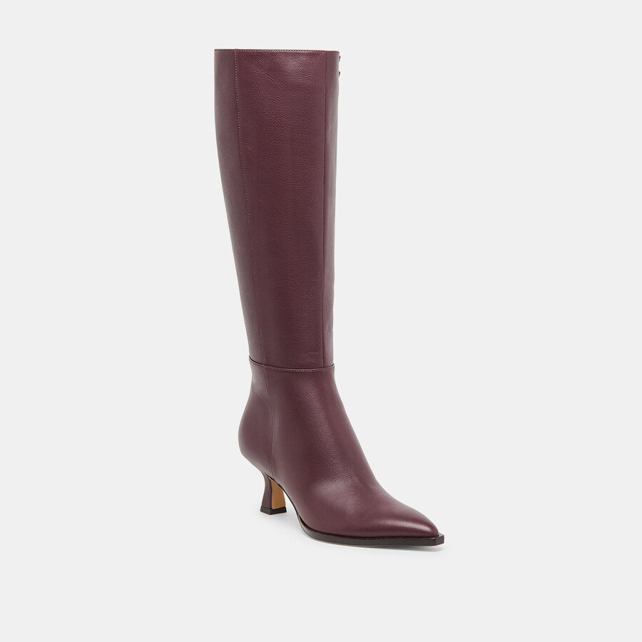 auggie stiefel mit weitem schaft weinrotes leder