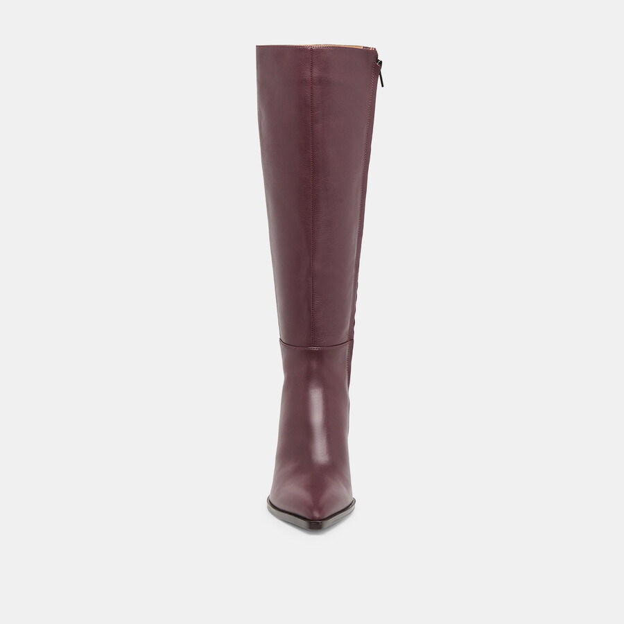 auggie stiefel mit weitem schaft weinrotes leder