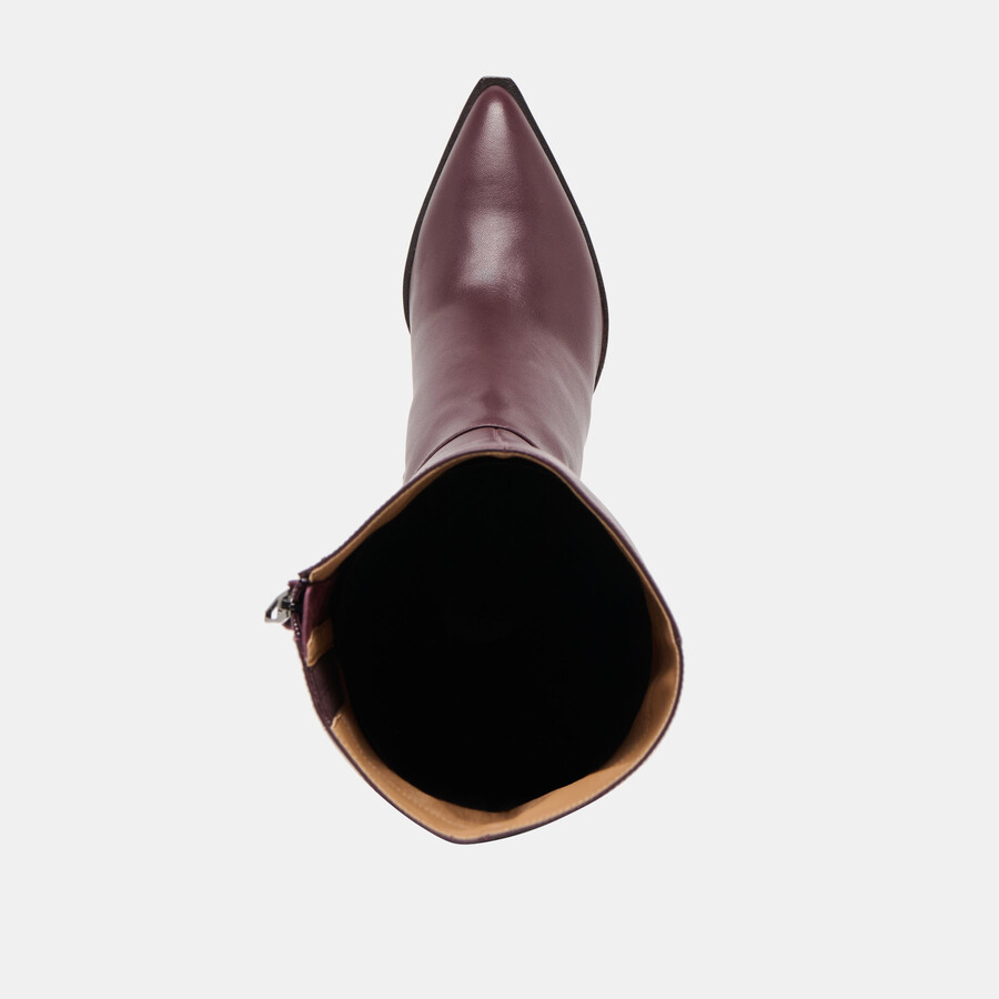 auggie stiefel mit weitem schaft weinrotes leder