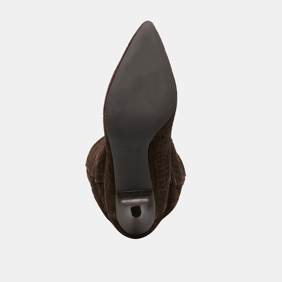 roxla boots dunkelbraunes leder mit krokoprägung