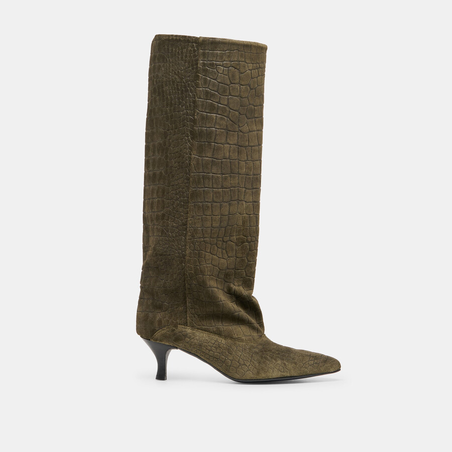 roxla boots olive krokodilgeprägtes leder