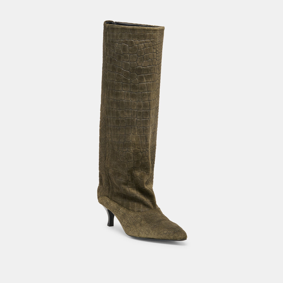 roxla boots olive krokodilgeprägtes leder