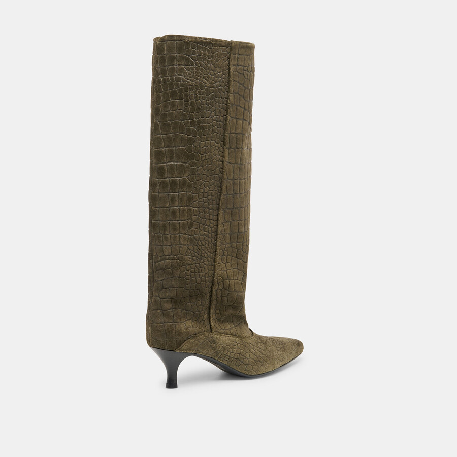 roxla boots olive krokodilgeprägtes leder