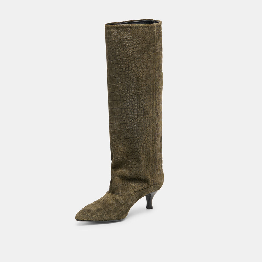 roxla boots olive krokodilgeprägtes leder
