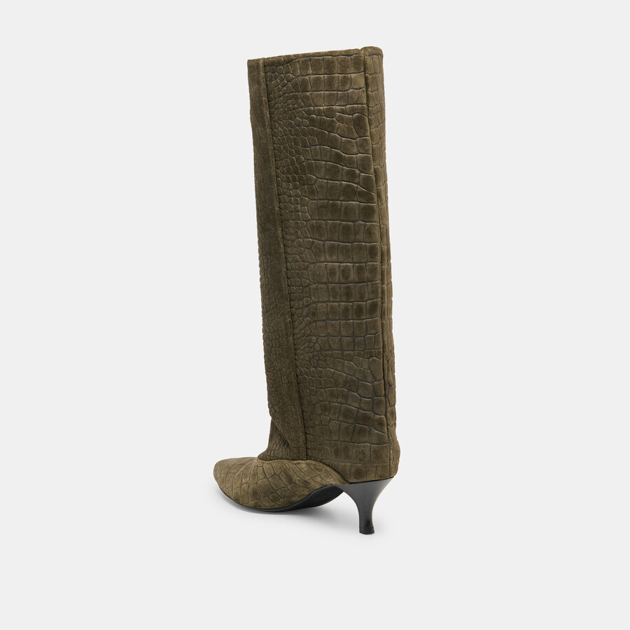 roxla boots olive krokodilgeprägtes leder