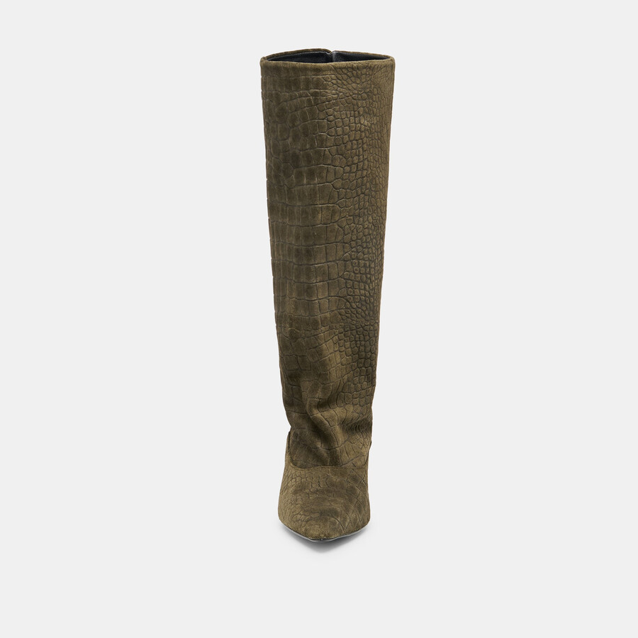 roxla boots olive krokodilgeprägtes leder