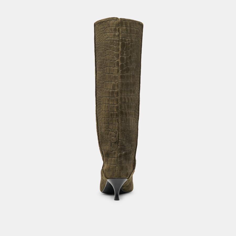 roxla boots olive krokodilgeprägtes leder