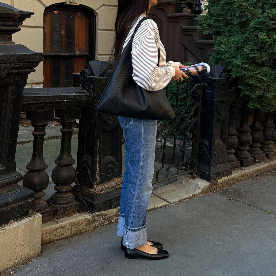 anisa ballerinas aus schwarzem leder