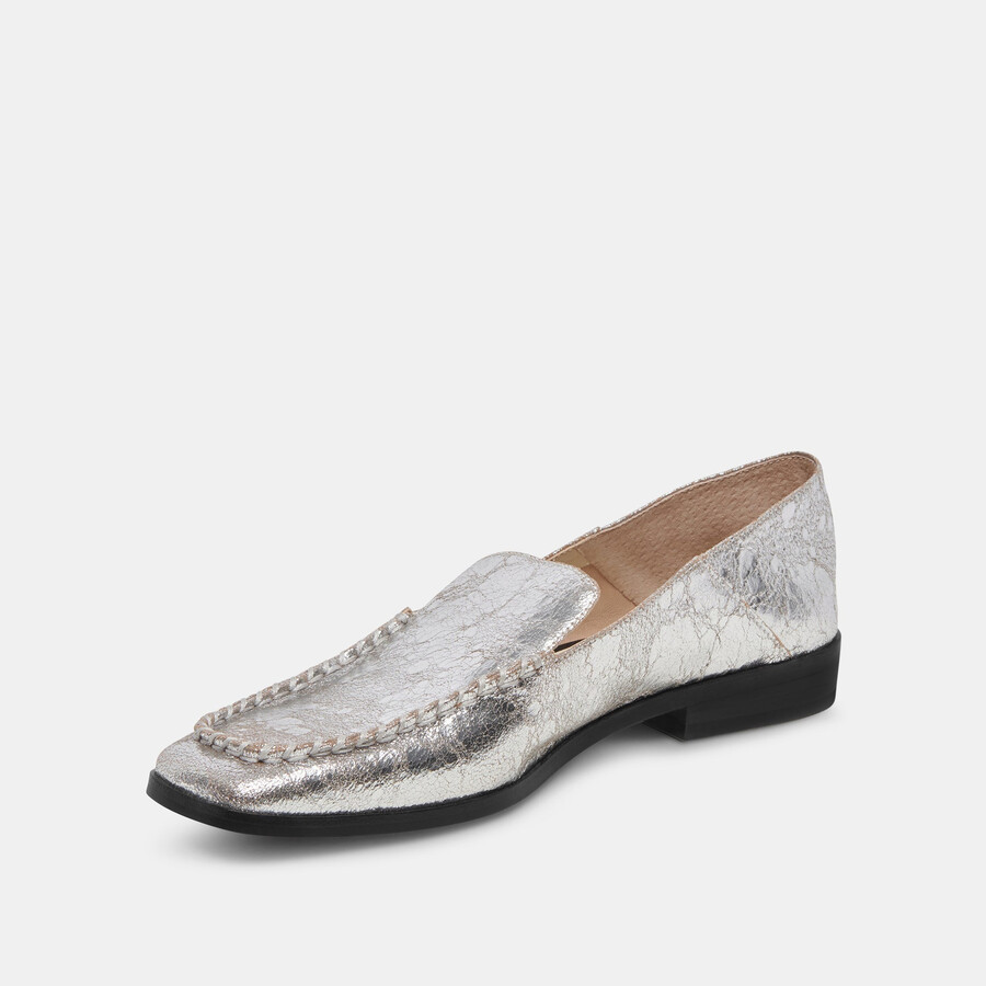 beny ballerinas aus silberfarbenem vintage-leder