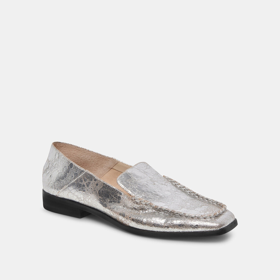 beny ballerinas aus silberfarbenem vintage-leder