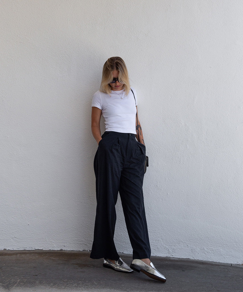 beny ballerinas aus silberfarbenem vintage-leder