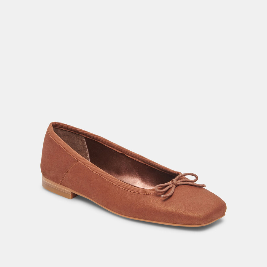 anisa weite ballerinas aus kupferfarbenem metallic-wildleder