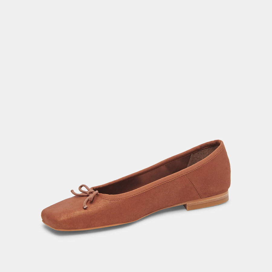 anisa weite ballerinas aus kupferfarbenem metallic-wildleder