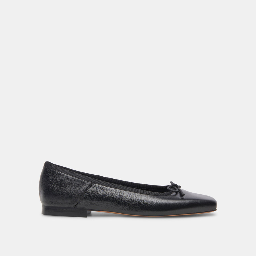 anisa weite ballerinas aus schwarzem leder