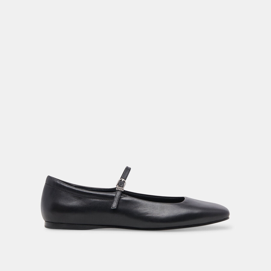 reyes weite ballerinas aus schwarzem leder