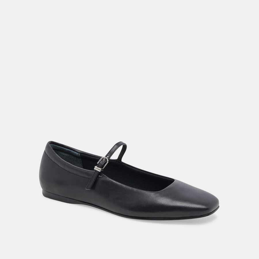 reyes weite ballerinas aus schwarzem leder