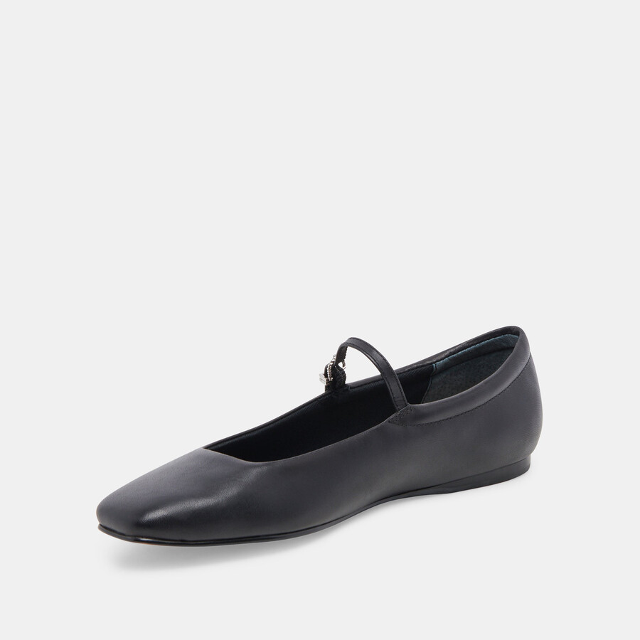 reyes weite ballerinas aus schwarzem leder