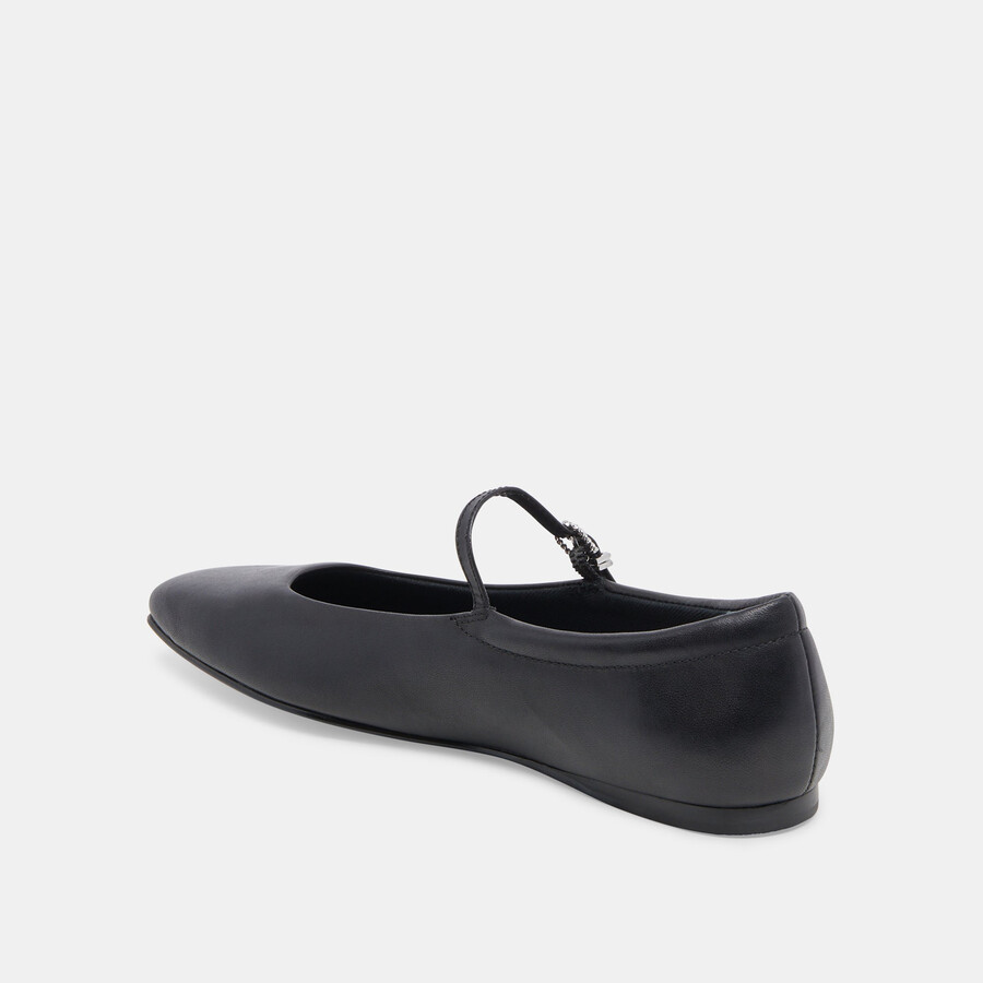 reyes weite ballerinas aus schwarzem leder