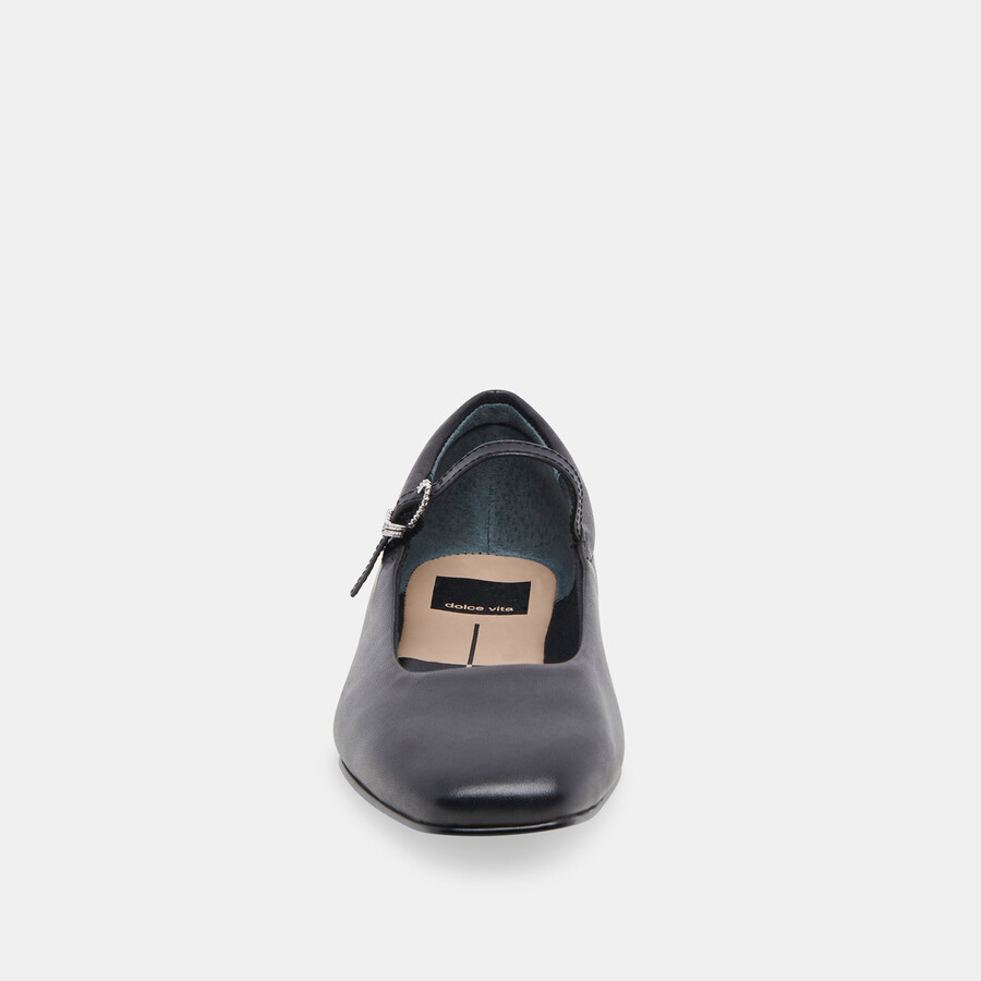 reyes weite ballerinas aus schwarzem leder