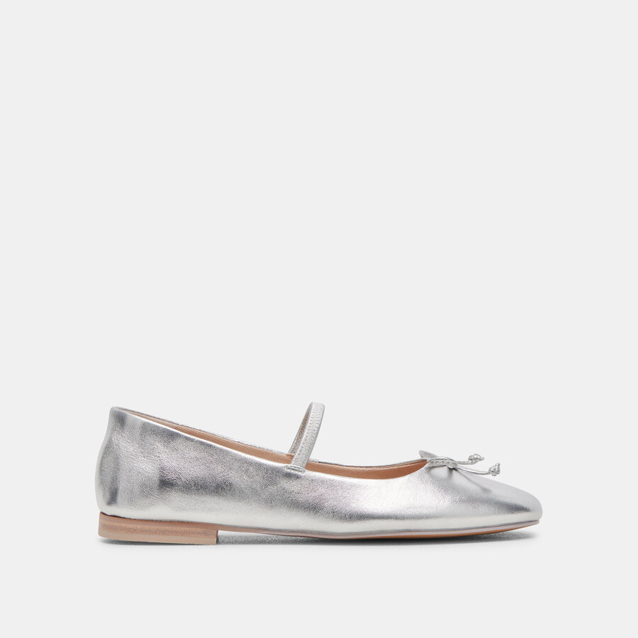 carin ballerinas aus silberfarbenem metallic-leder