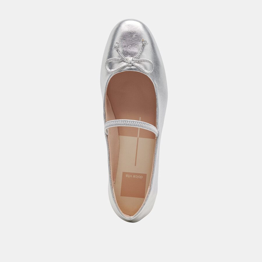 carin ballerinas aus silberfarbenem metallic-leder