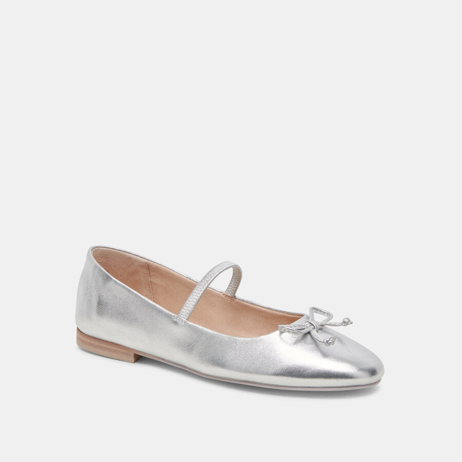 carin ballerinas aus silberfarbenem metallic-leder
