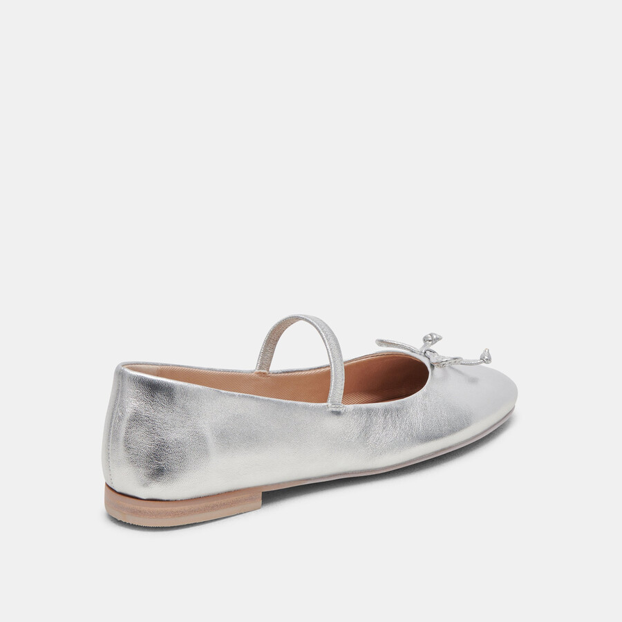 carin ballerinas aus silberfarbenem metallic-leder
