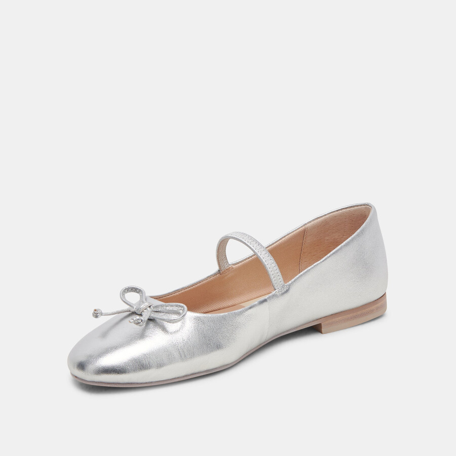 carin ballerinas aus silberfarbenem metallic-leder