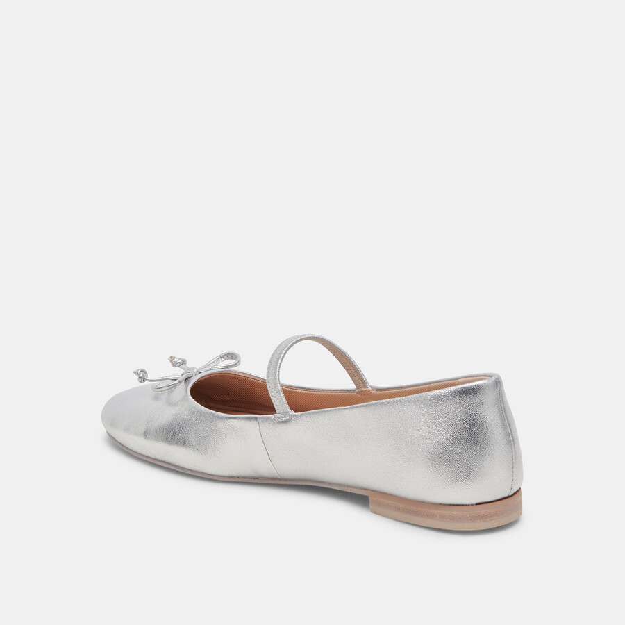 carin ballerinas aus silberfarbenem metallic-leder