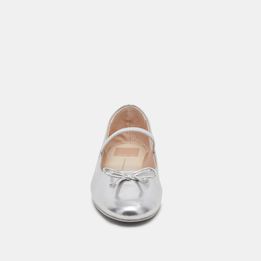 carin ballerinas aus silberfarbenem metallic-leder