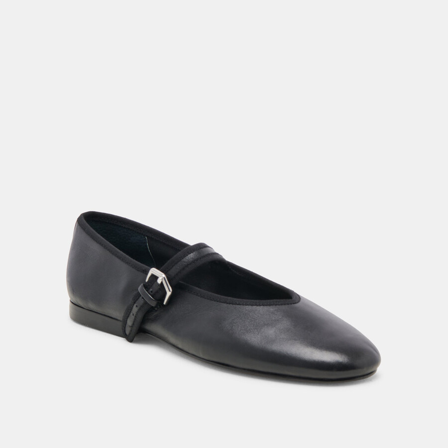 roslyn ballerinas aus schwarzem leder