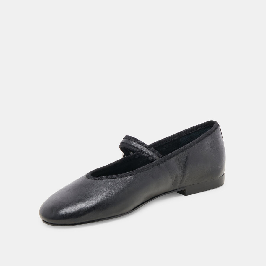 roslyn ballerinas aus schwarzem leder