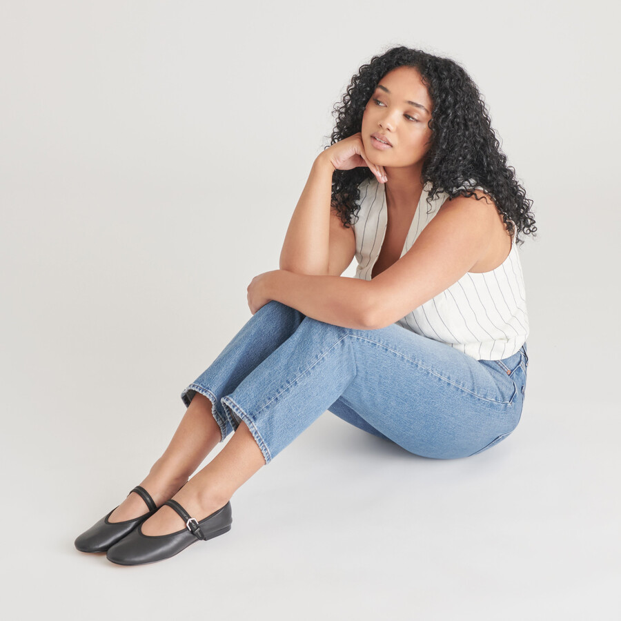 roslyn ballerinas aus schwarzem leder