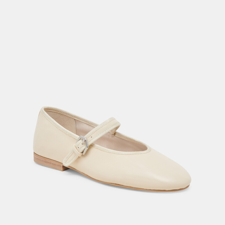 roslyn ballerinas aus cremefarbenem leder