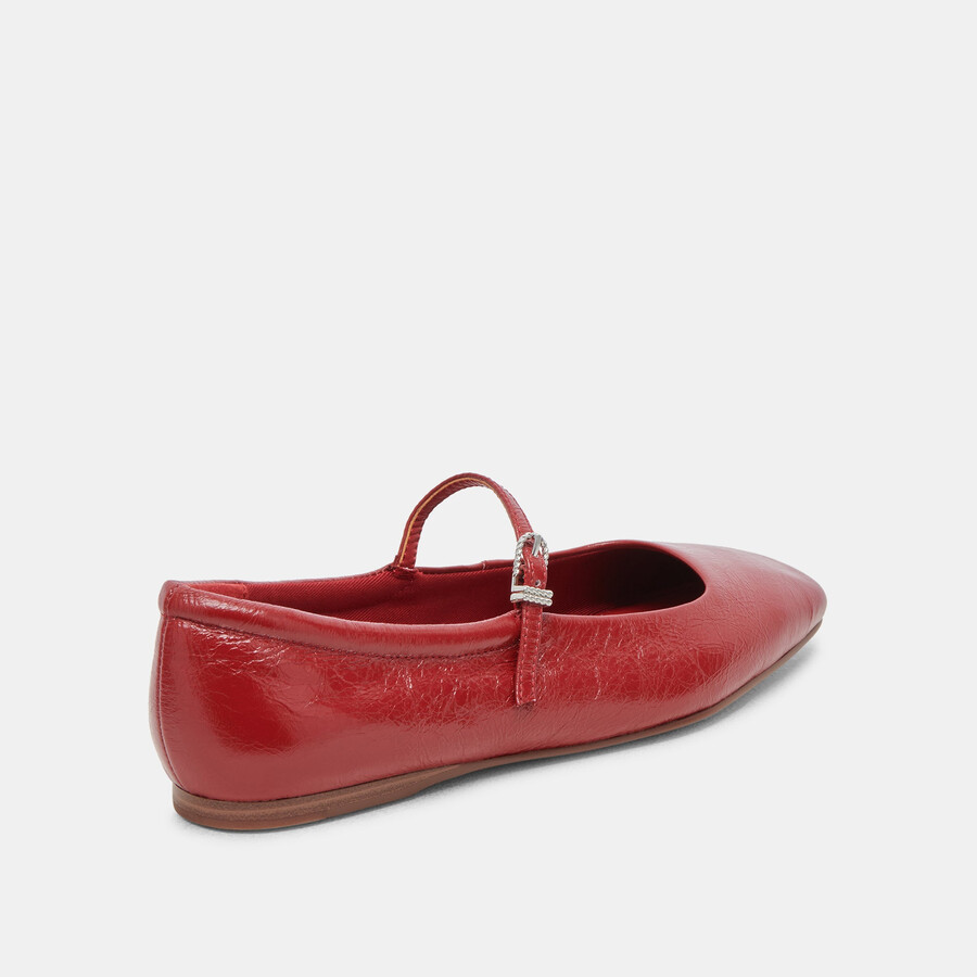 reyes weite ballerinas rote lacklederschuhe mit crinkle-finish