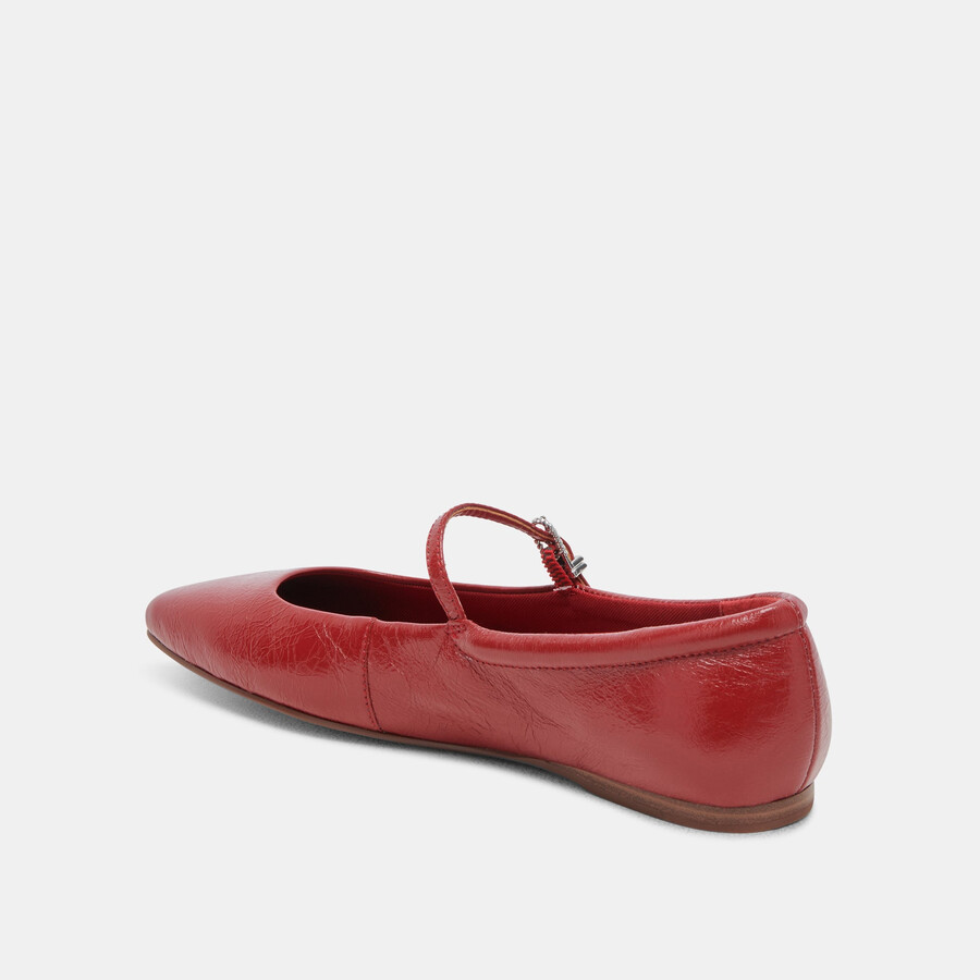 reyes weite ballerinas rote lacklederschuhe mit crinkle-finish