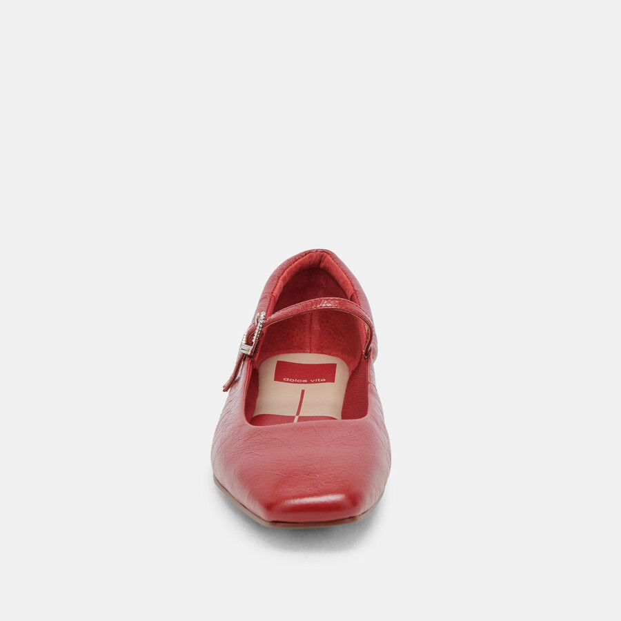 reyes weite ballerinas rote lacklederschuhe mit crinkle-finish