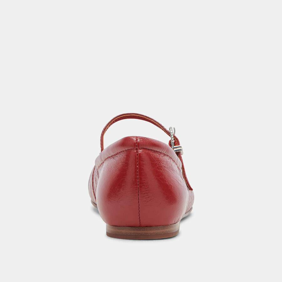 reyes weite ballerinas rote lacklederschuhe mit crinkle-finish